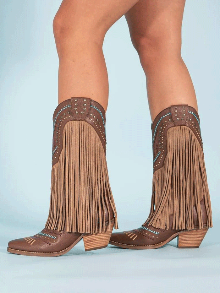 Dingo DI737 Women's Gypsy Leather Boots - Brown Cowboy Boots for Western Fashion & Country Dancing