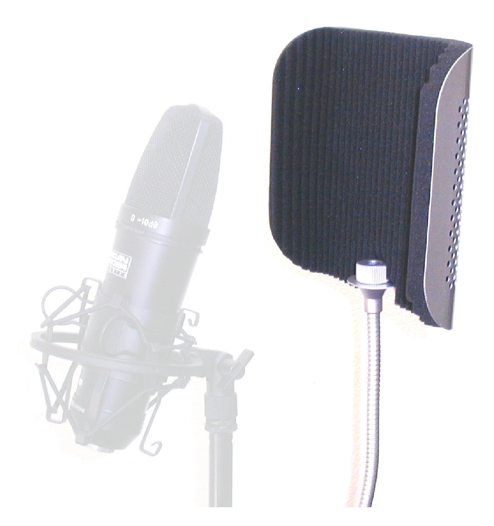 5 x 7 Inch Aluminum/Acoustic Foam Microphone Reflection Shield - Noise Reduction Panel with Adjustable Clamp & Gooseneck for Home Studio, Podcasting & Voice Recording