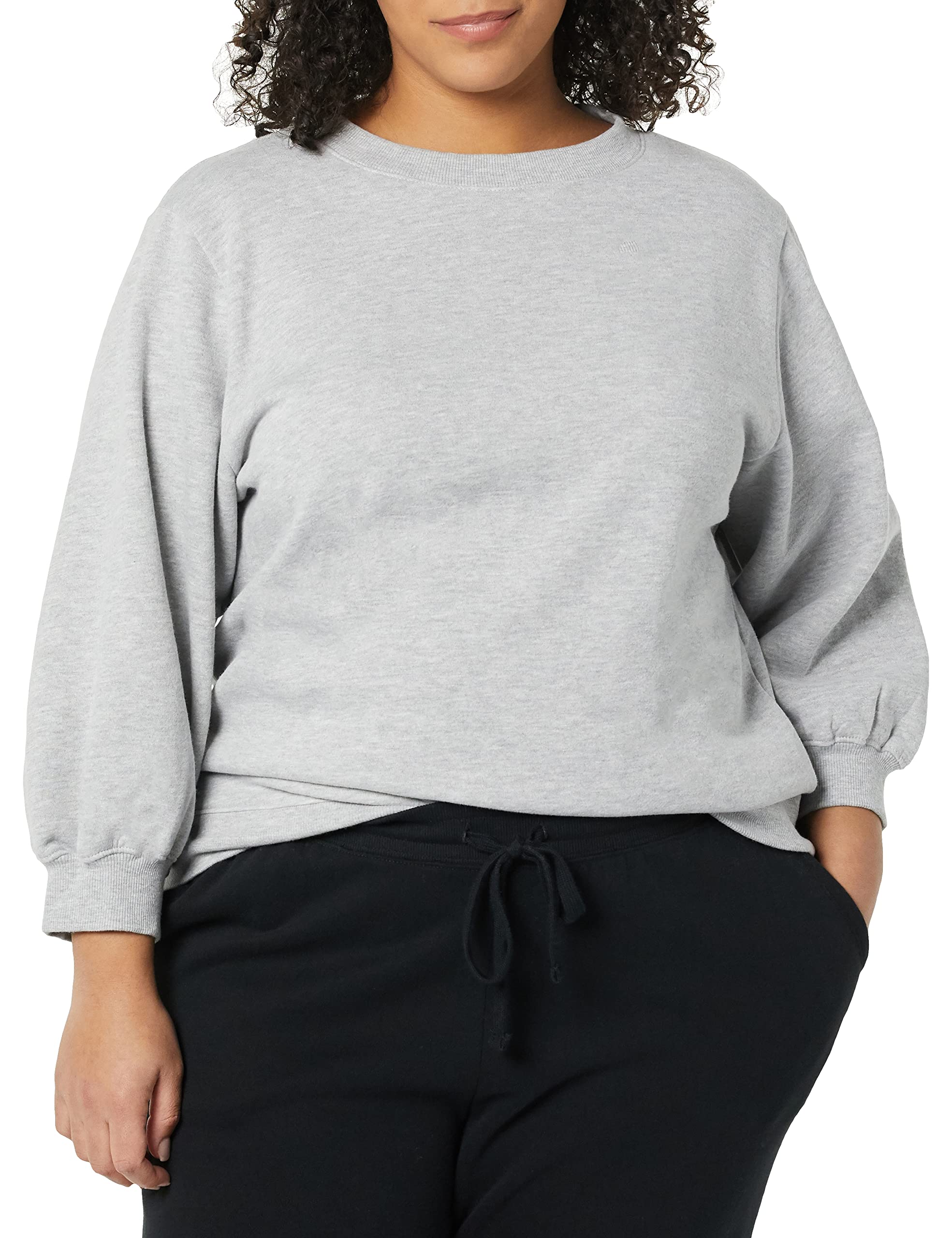 Amazon Essentials Women's Fleece Crewneck Sweatshirt with Sleeve Detail - Soft Casual Pullover for Lounge, Workout & Everyday Wear