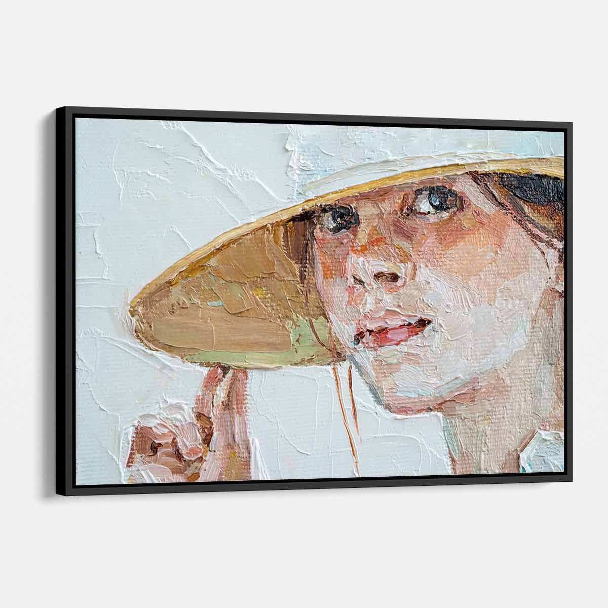 White Girl Staring Wall Art Canvas Print - 37x37 Inches Modern Home Decor for Living Room, Bedroom & Office