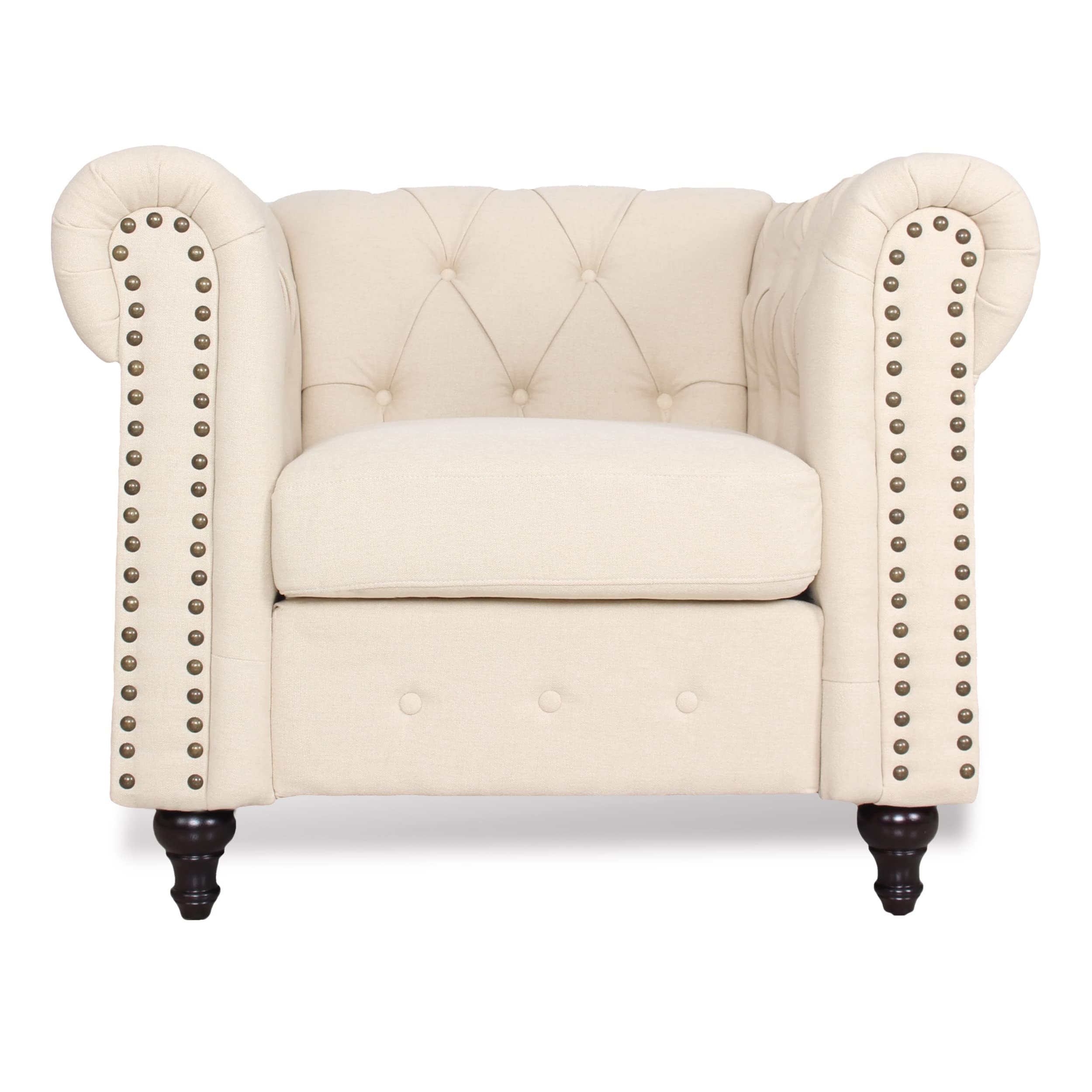 Chesterfield Sofa Set with Nail-Head Trim - Modern Fabric Tufted Couch & Accent Chairs for Living Room & Office | Perfect for Home Theater, Lounge & Reception Areas