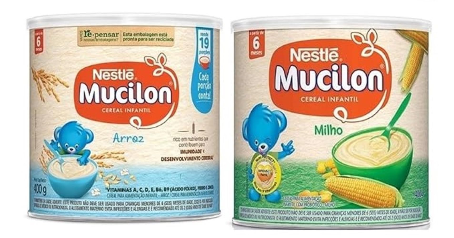 Nestle Mucilon Rice & Corn Cereal Combo - 14.10oz Each (400g) | Probiotic & Nutrient-Rich Baby Food | Perfect for Infants & Toddlers | Easy-to-Digest First Foods for Breakfast or Snack Time