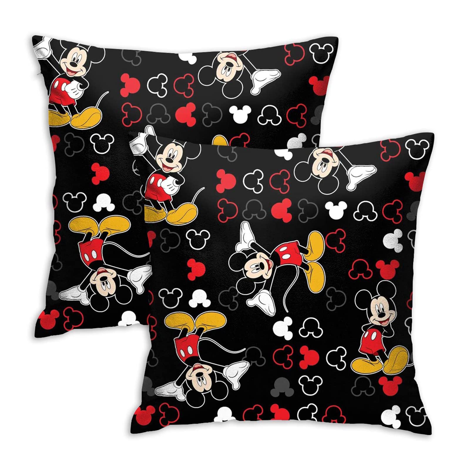 Anime Cartoon Throw Pillow Covers Set of 2 - 18x18 Inch Black Minimalist Decorative Cushion Cases for Sofa, Couch, Living Room & Bedroom - Perfect for Home Decor, Gifts and Anime Lovers