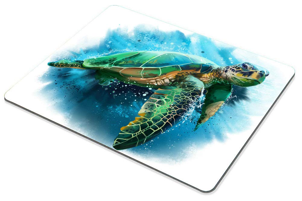 Smooffly Custom Gaming Mouse Pad - Large Sea Turtle Watercolor Design, Non-Slip Rubber Base, Comfortable Extended Mouse Mat 9.5x7.9 Inches (240x200x3mm) for PC, Laptop, Office & Home Gaming Setup