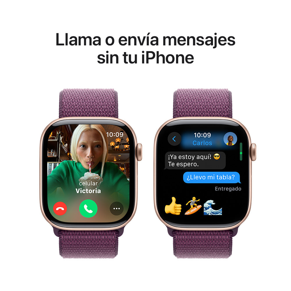 Apple Watch Series 10 GPS 46mm - Rose Gold Aluminum Case with Plum Sport Loop Band - Perfect for Fitness Tracking & Everyday Wear