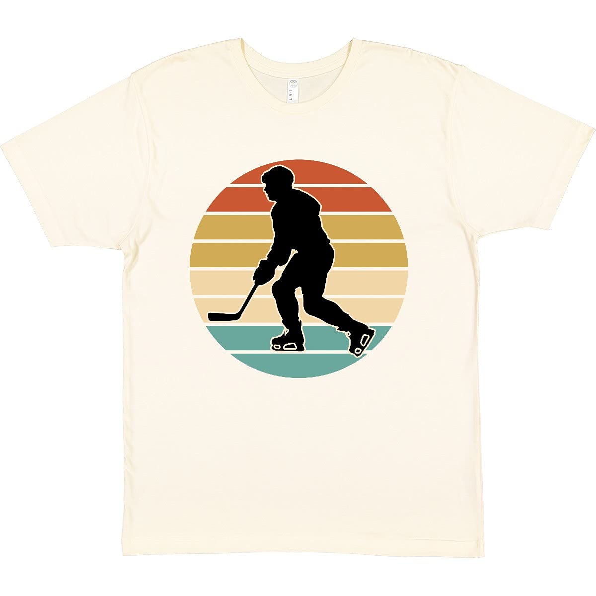 Inktastic Hockey Player Retro Sunset Graphic Tee - Vintage Sports T-Shirt for Men & Women - Perfect for Hockey Games, Casual Wear & Sports Fans