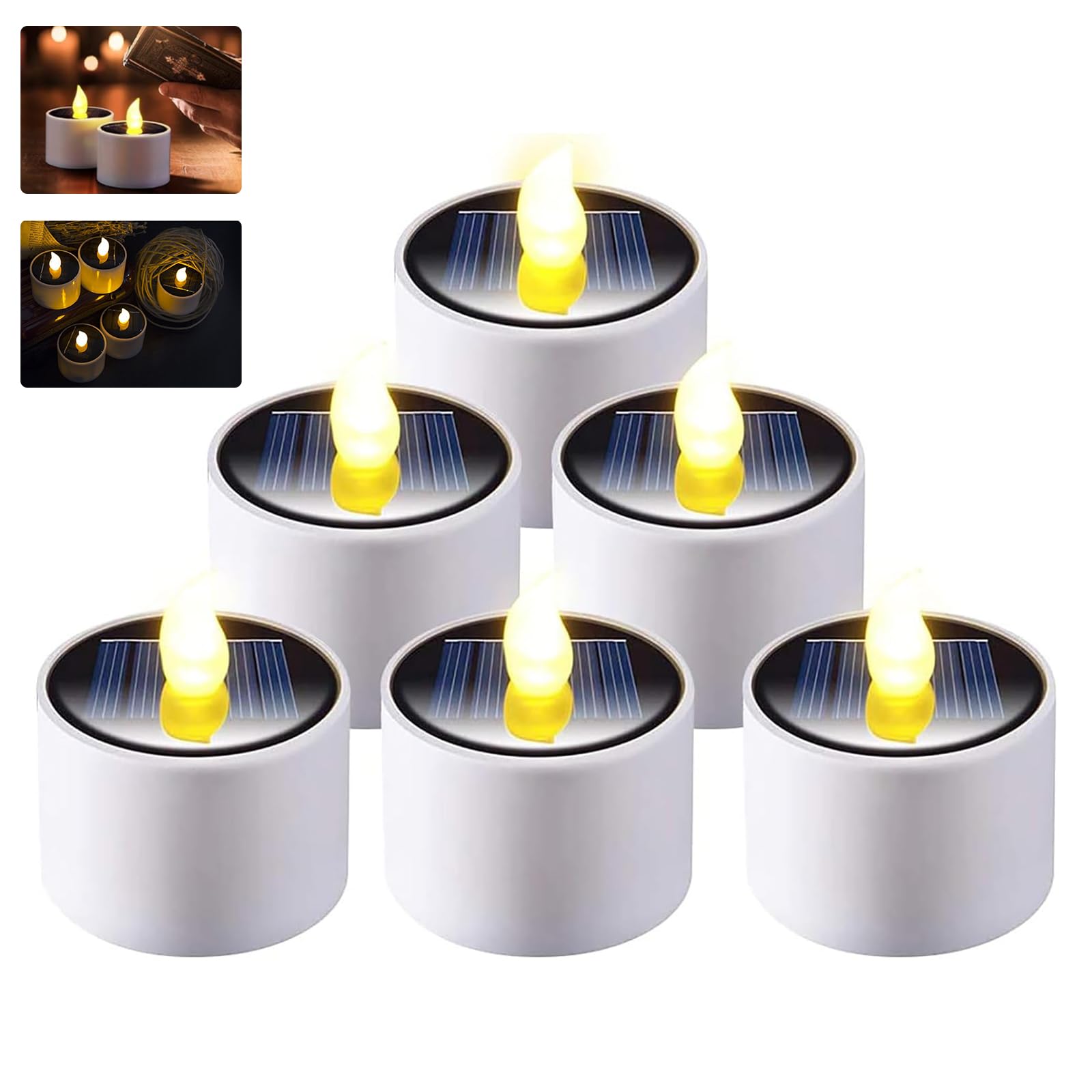 6 Pack LED Tealight Candles - Solar Powered, Waterproof, Flameless Flickering Warm White Lights for Outdoor Garden, Yard, Party, Wedding, Festival & Christmas Decor - Perfect for Romantic Dinners, Patio Ambiance, and Holiday Centerpieces