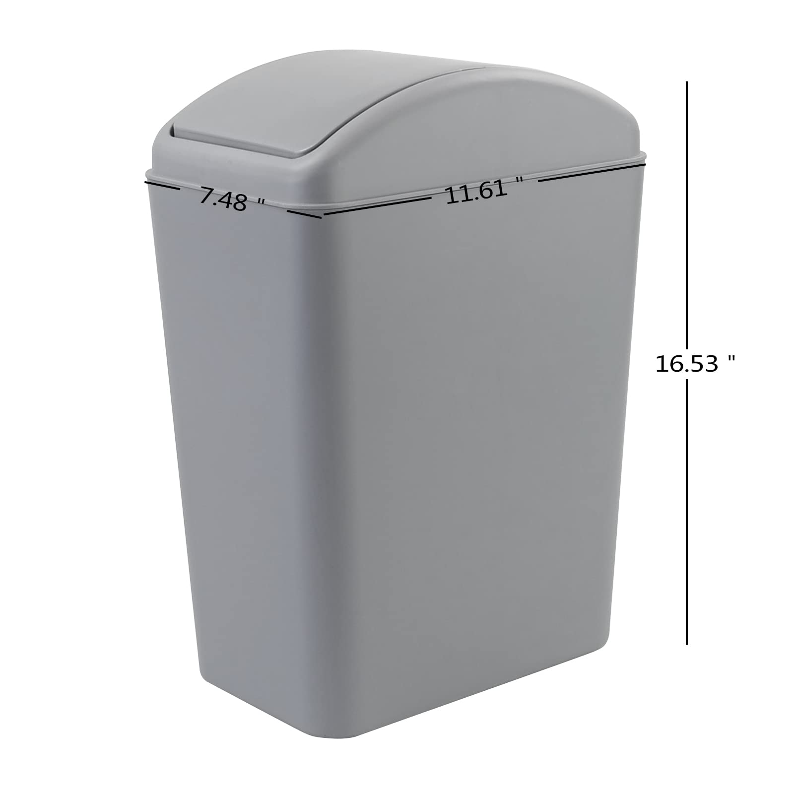 4.5 Gallon Plastic Swing-Top Trash Can with Lid - Odor-Proof Kitchen & Bathroom Waste Bin, Gray - Perfect for Home, Office, Dorm & RV Use