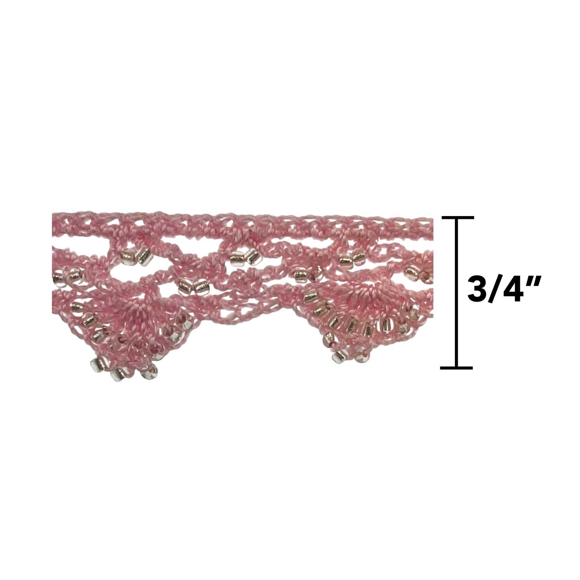 Expo Beaded Crochet Trims - Pack of 18 Pink Decorative Lace for DIY Crafts, Wedding Decor, and Costume Accessories