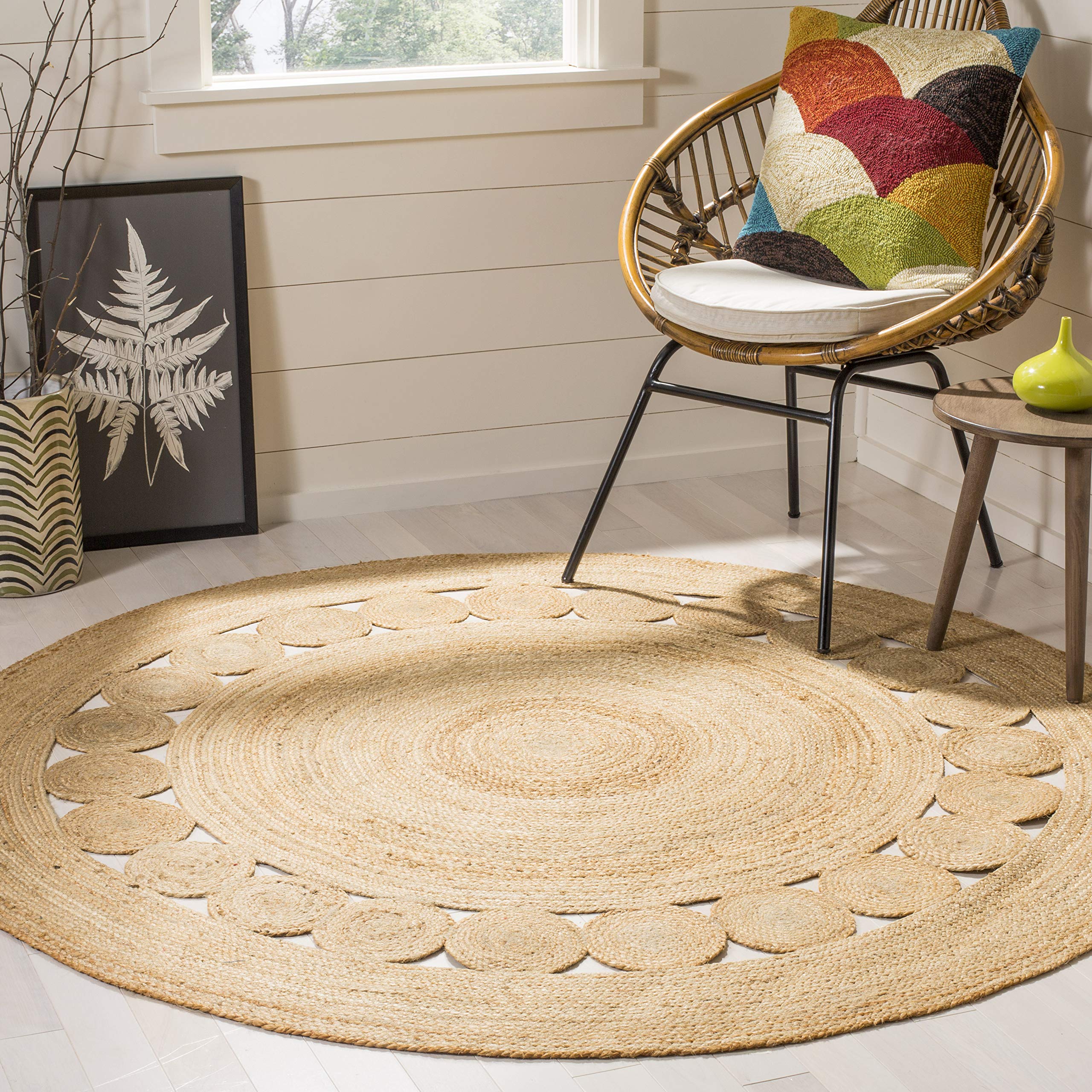 SAFAVIEH Handmade Boho Jute Area Rug 10' Round - Natural Fiber Farmhouse Rug NF364A for Living Room, Bedroom & Boho Decor