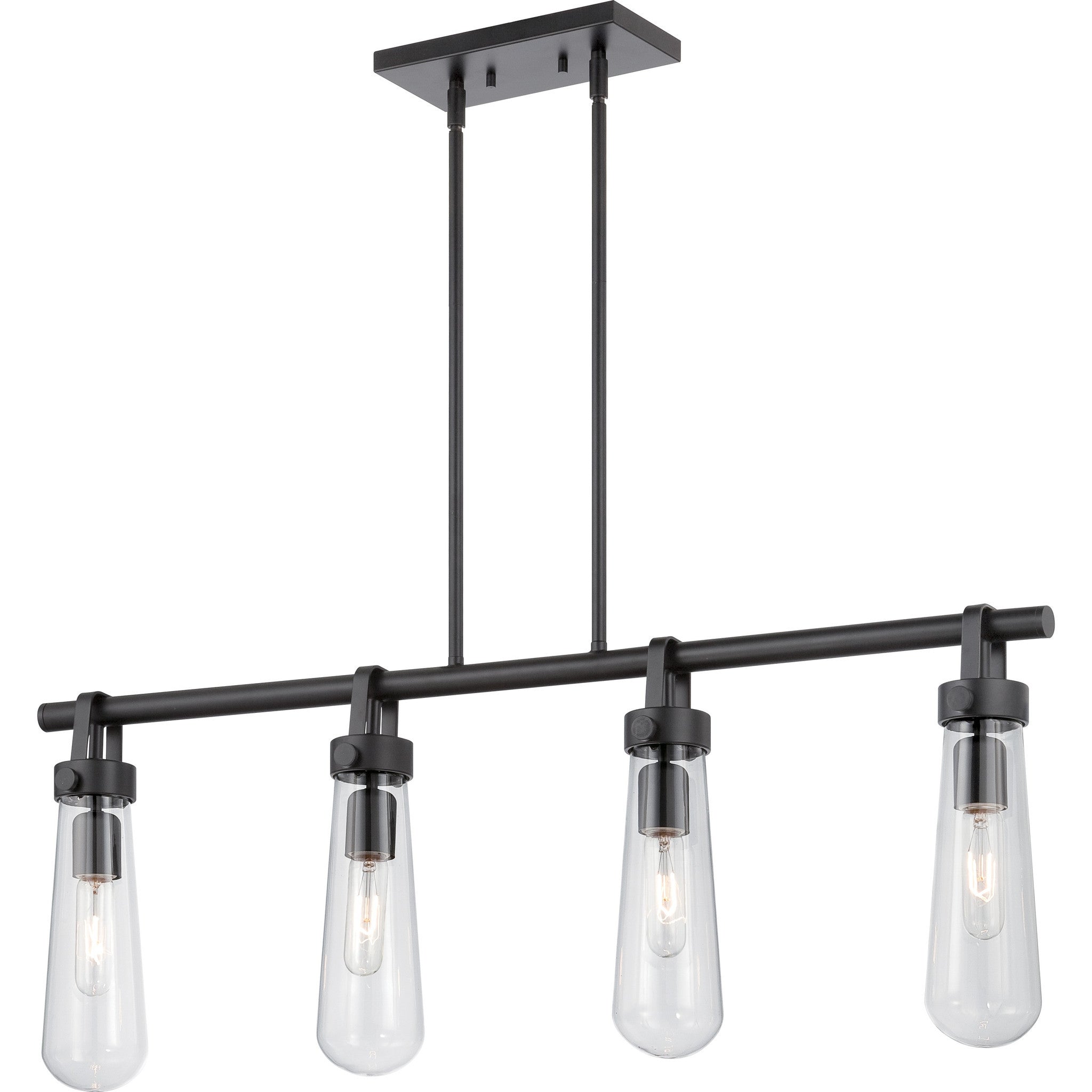 Modern Beaker Linear Island Chandelier - Sleek Glass Pendant Light for Kitchen, Dining Room & Contemporary Home Decor