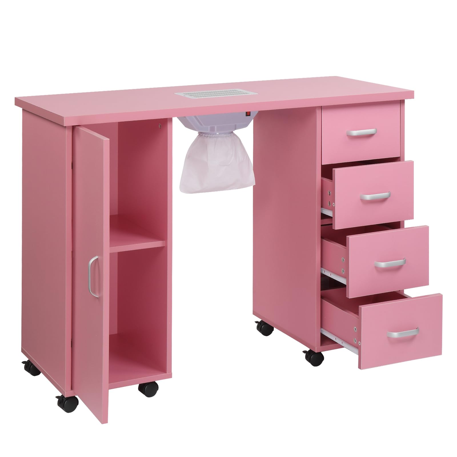 Professional Nail Art Manicure Table with Fan & Dust Collection - Salon Spa Workstation with Storage Cabinet - Perfect for Nail Technicians, Beauty Salons & Home Manicure Stations