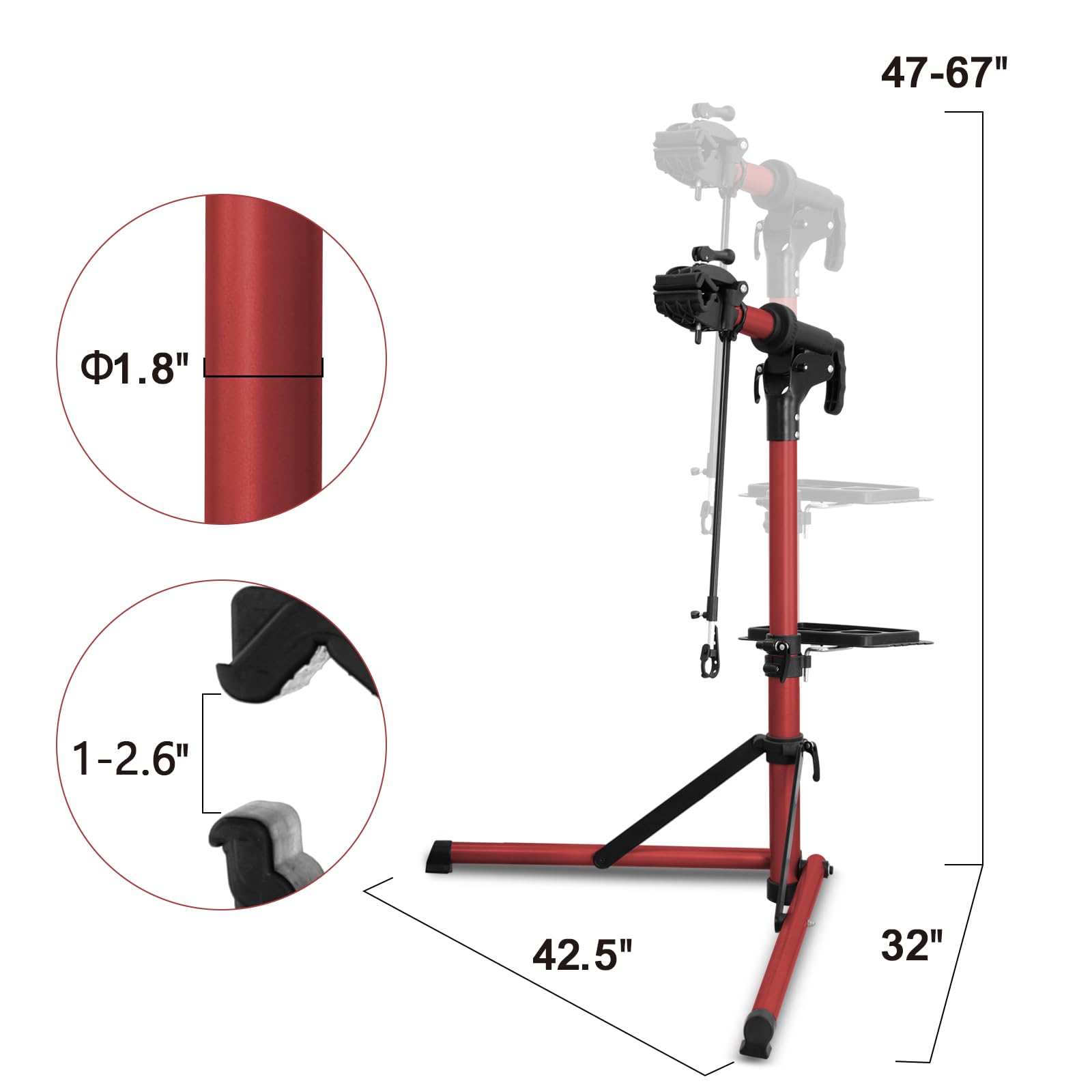 Heavy Duty Electric Bike Repair Stand - 110 lbs Capacity, Portable Aluminum Bicycle Maintenance Workstand for E-Bikes, Mountain Bikes & Road Bikes | Perfect for Home Garage, Bike Shops & Outdoor Repairs