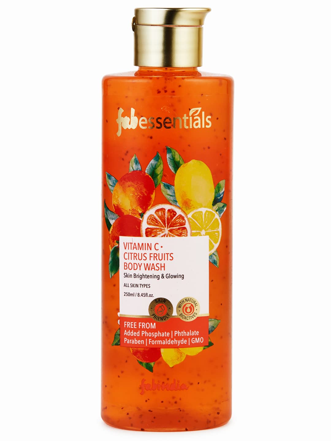 Fabessentials Vitamin C Citrus Fruits Body Wash - 250ml | Orange Oil, Lemon, Amla & Apricot Seed | Deep Cleansing, Energizing, Brightening & Radiant Glow | Moisturizing Body Lotion for Dry Skin | Perfect for Morning Shower & Post-Workout Refreshment