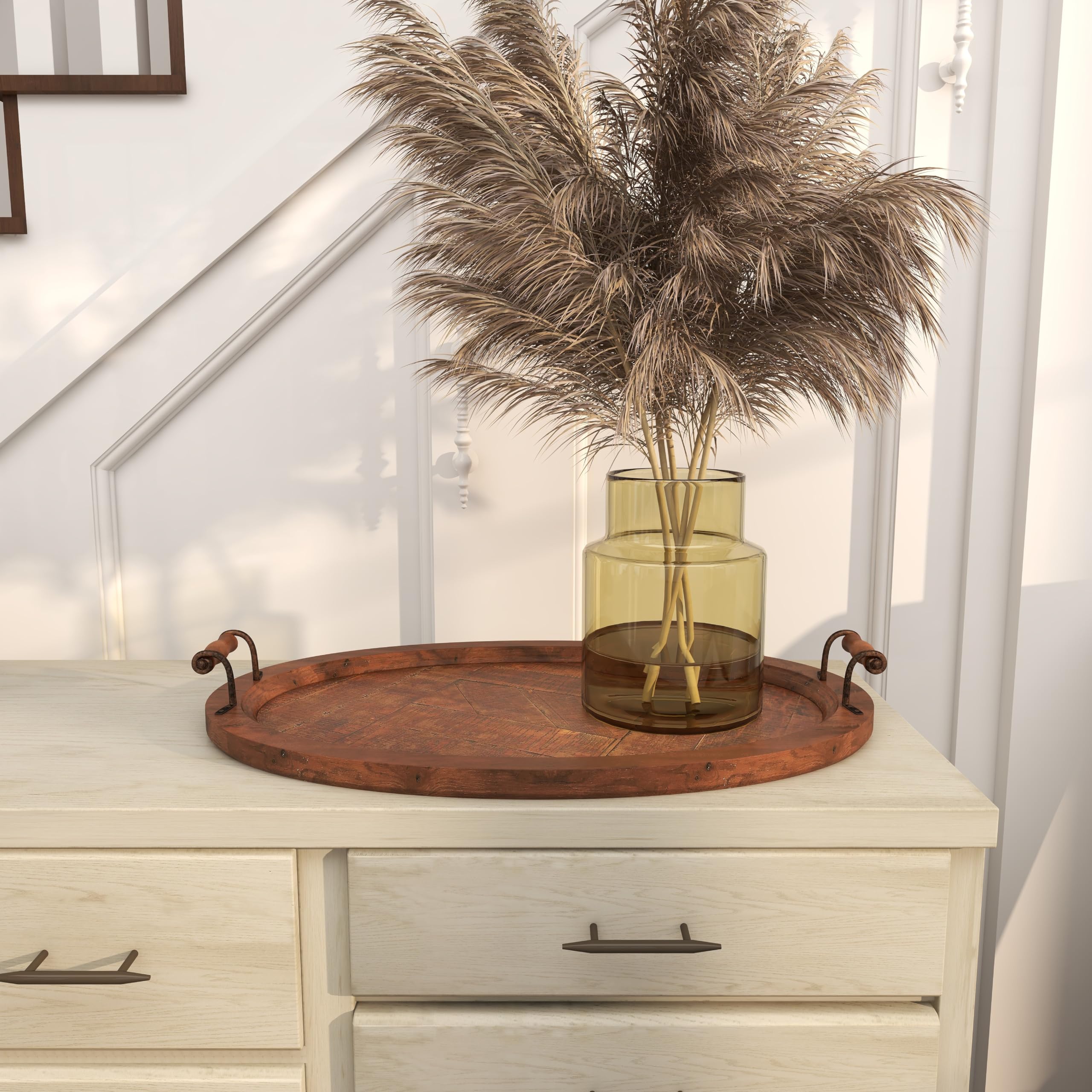 Deco 79 Large Wooden Ottoman Serving Tray - 29