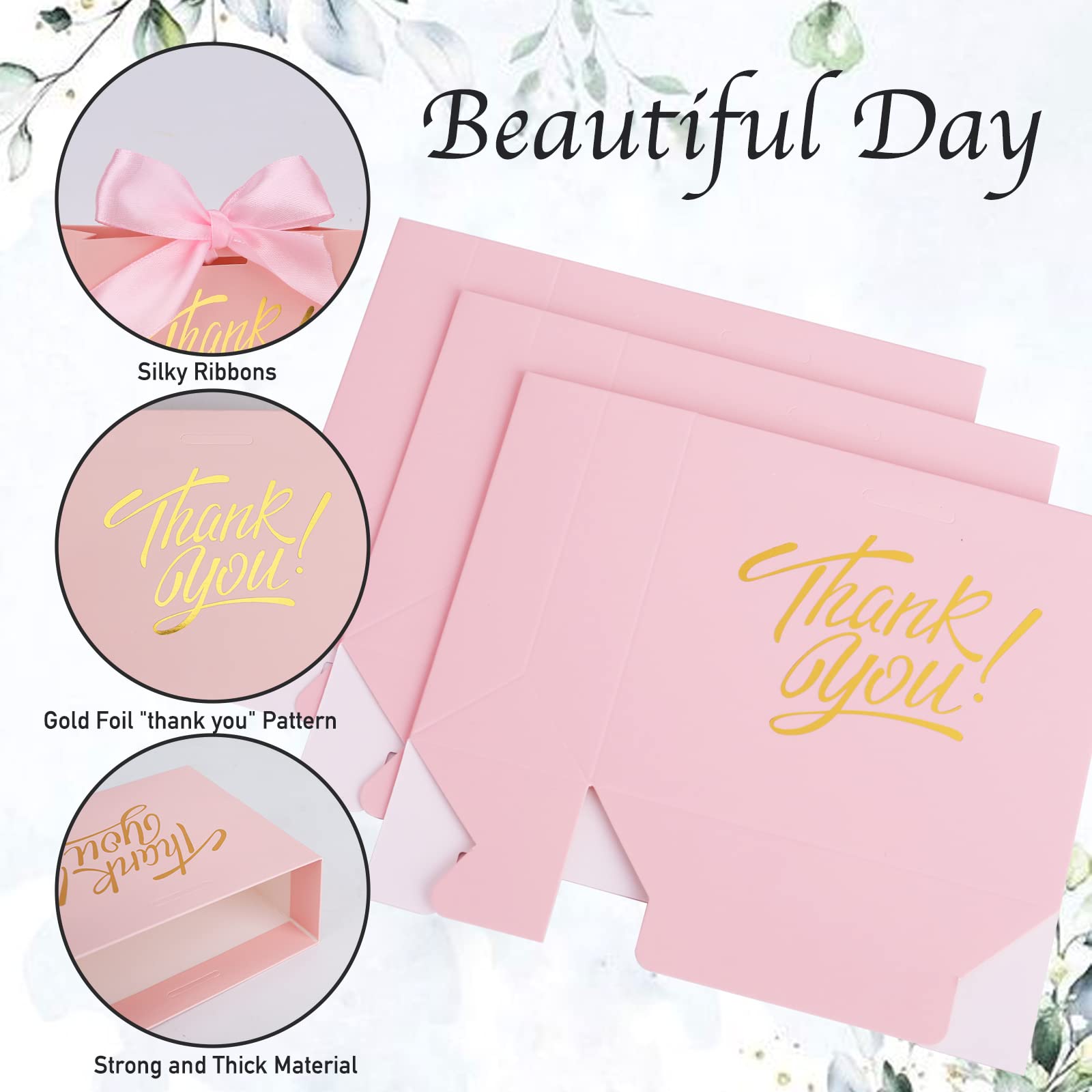 KPOSIYA 50 Pack Small Gift Bags with Bow Ribbon - 4.5x1.8x3.9 Inch Pink Party Favor Bags for Candy, Wedding, Baby Shower, Birthday & Bridal Events - Perfect for Thank You Gifts, Party Favors & Small Treats