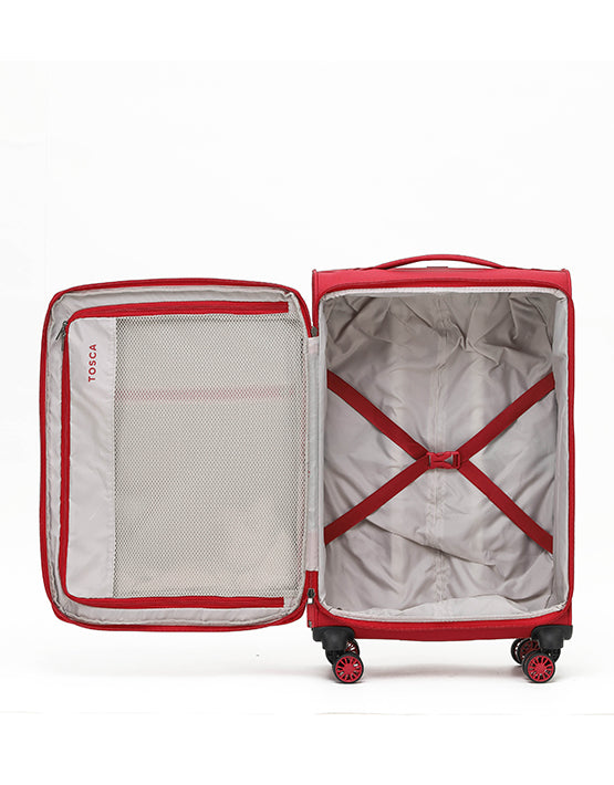 Tosca SO LITE New AIR5055 67cm Medium Spinner Luggage - Lightweight Red Carry-On Suitcase for Travel, Business Trips & Weekend Getaways