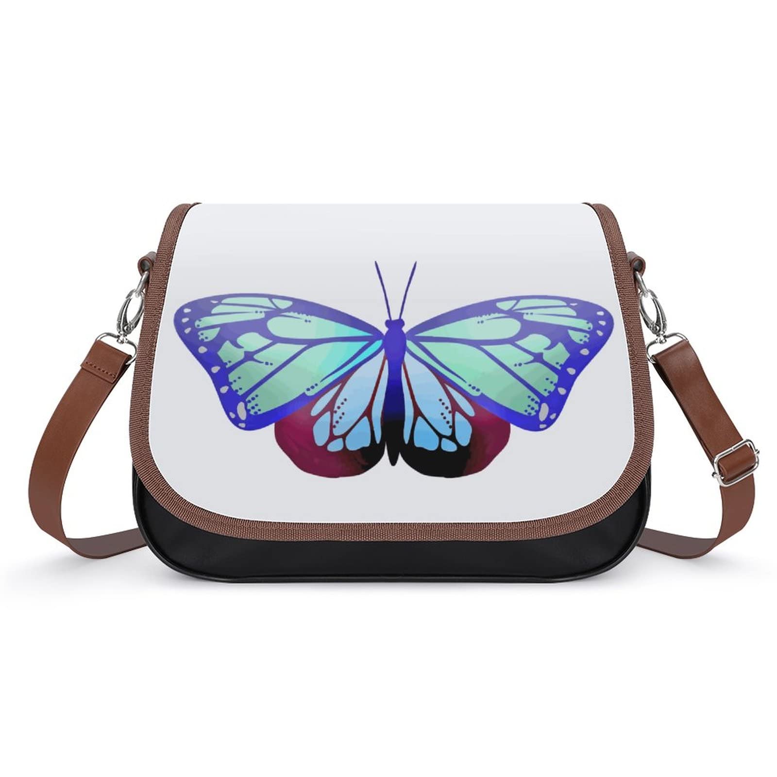 Stylish Women's Leather Crossbody Bag - Printed Butterfly Design, Casual Shoulder Messenger Purse (Blue) | Perfect for Daily Use, Travel, Shopping & Work Commute