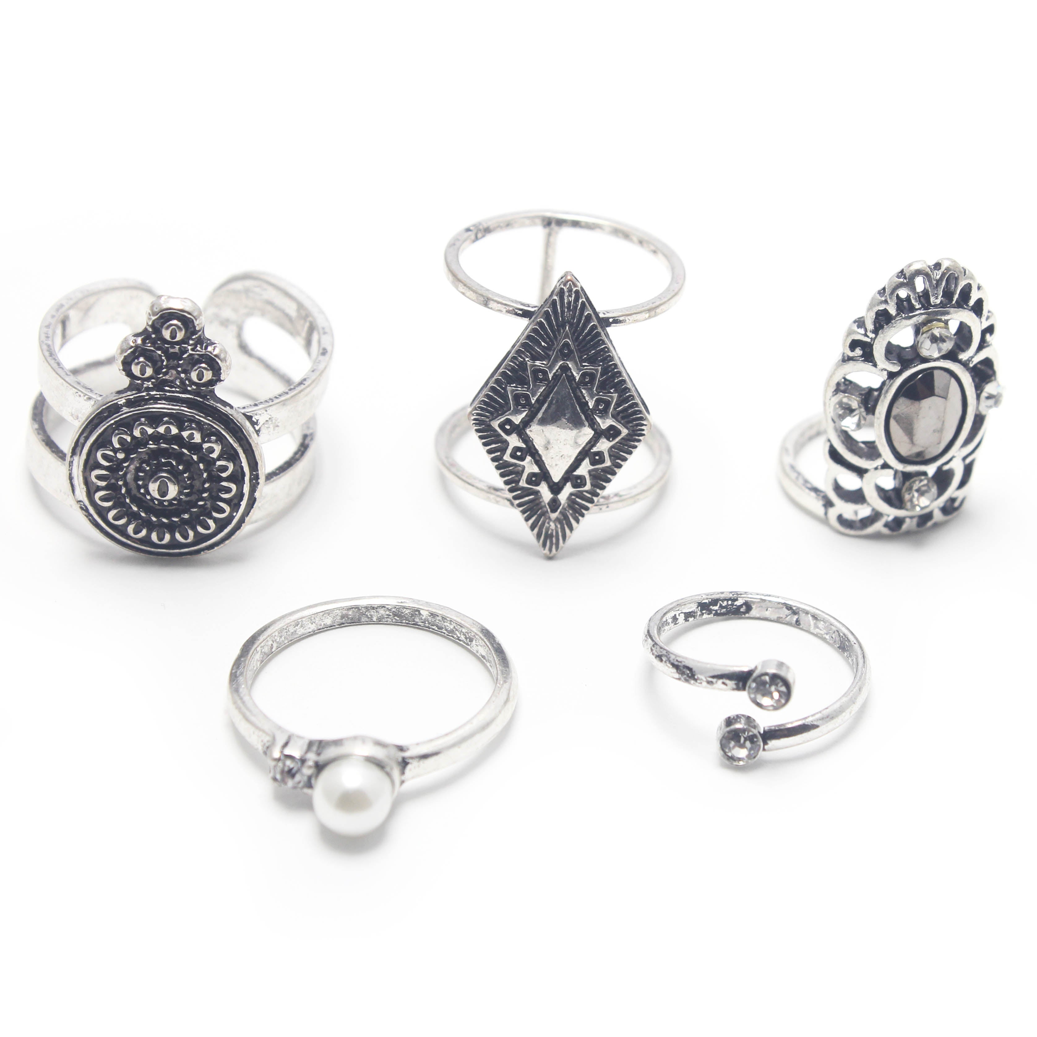 5-Piece Stainless Steel Stackable Rings Set for Women - Size 28 - Trendy Minimalist Jewelry for Everyday Wear, Gift Giving & Special Occasions