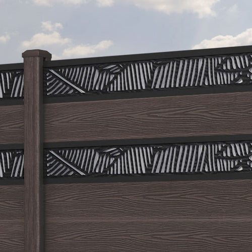 Classic Feather Split Screen Fence Panel - Mid Brown Composite Privacy Fence for Backyard, Garden & Patio | Durable Weather-Resistant Outdoor Decor