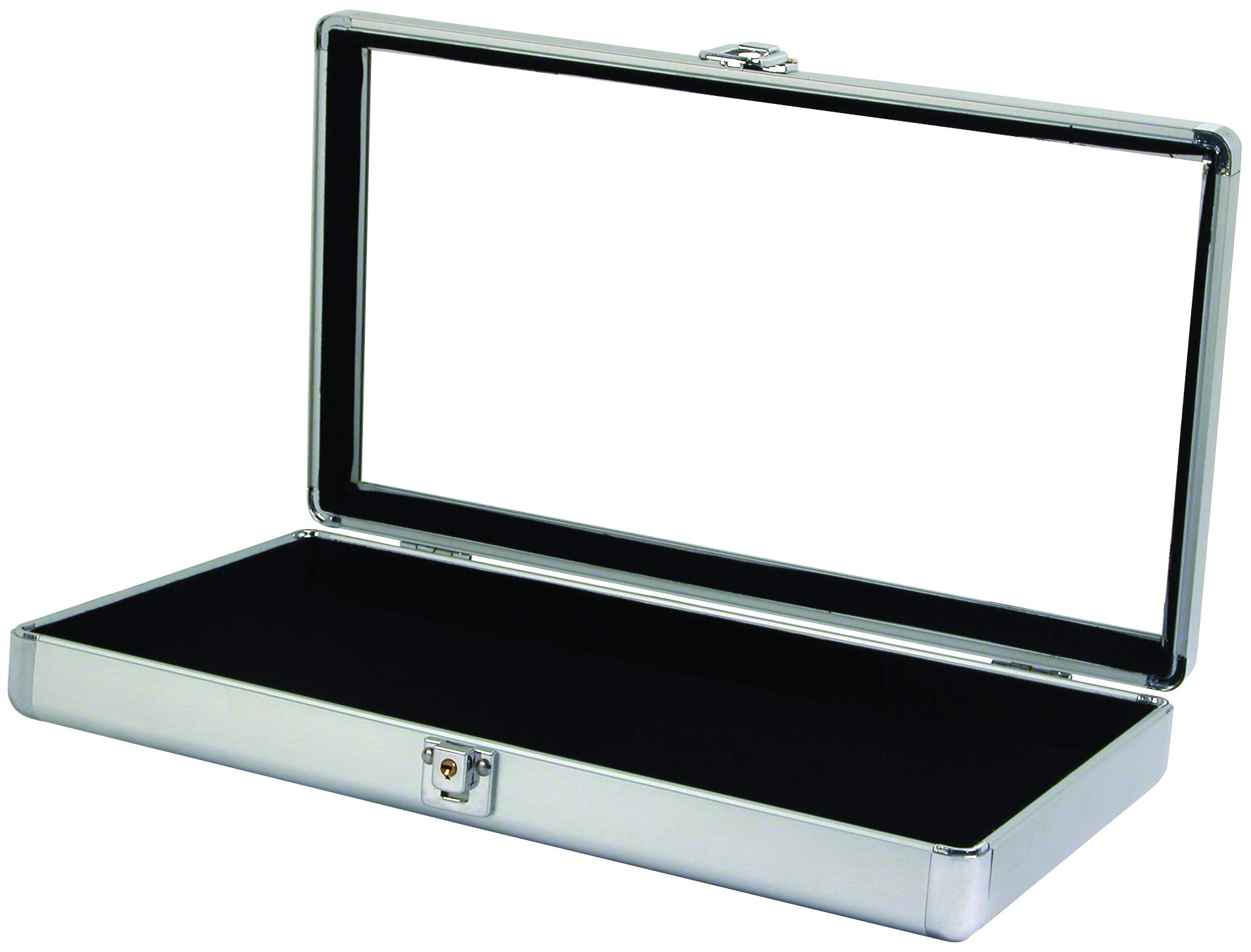 888 Display USA - Silver Aluminum Jewelry Display Case with Glass Top & Lock - Secure Storage for Rings, Necklaces & Watches - Perfect for Jewelry Stores, Boutiques & Home Collections
