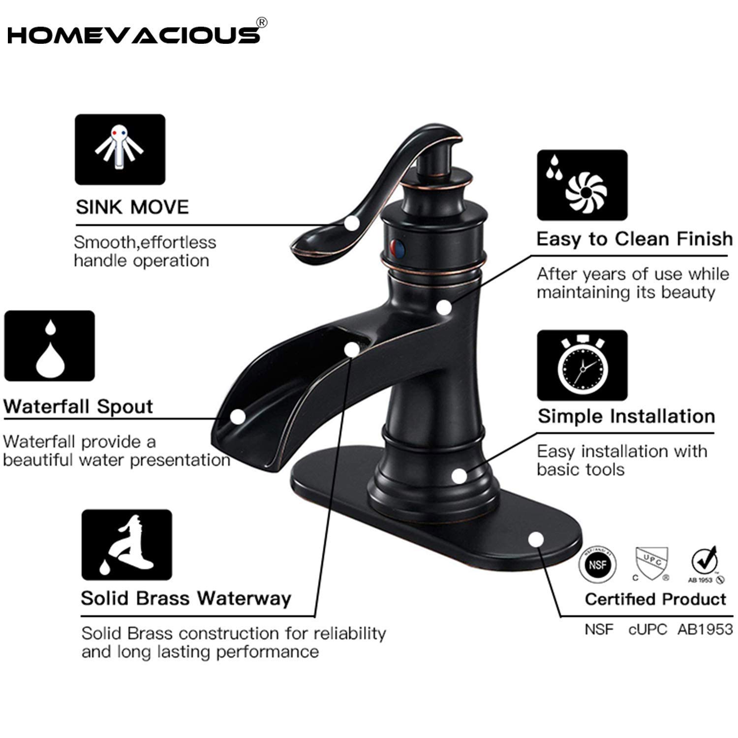 Oil Rubbed Bronze Kitchen Faucet with Pull-Out Sprayer - 3 Spray Modes, Single Handle High Arc Design - Perfect for Modern Kitchens and Bathroom Sinks (Includes Waterfall Feature)