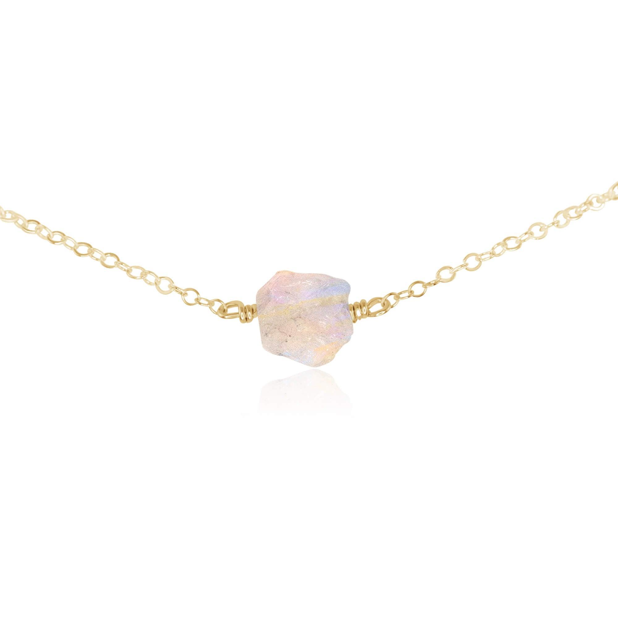 Natural Rainbow Moonstone Crystal Nugget Choker Necklace - Healing Stone Jewelry for Women, Boho Style Layering Piece | Perfect for Meditation, Yoga & Spiritual Gifts