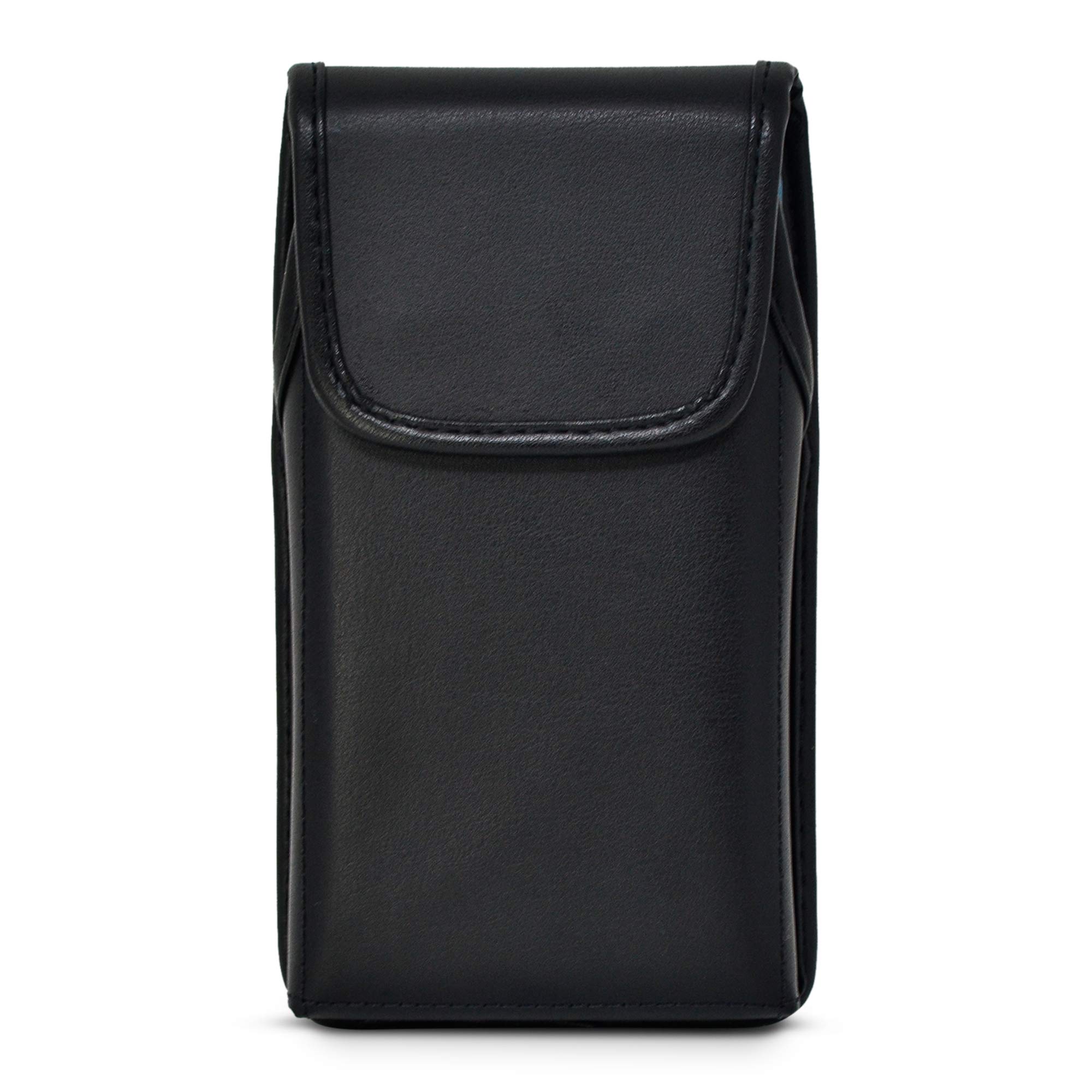 Premium Leather Phone Holster for iPhone 14/14 Pro/13/13 Pro/12/12 Pro - Black Belt Clip Phone Holder with Magnetic Closure & Metal Clip - Fits Bulky Cases - Perfect for Outdoor Activities, Work & Travel