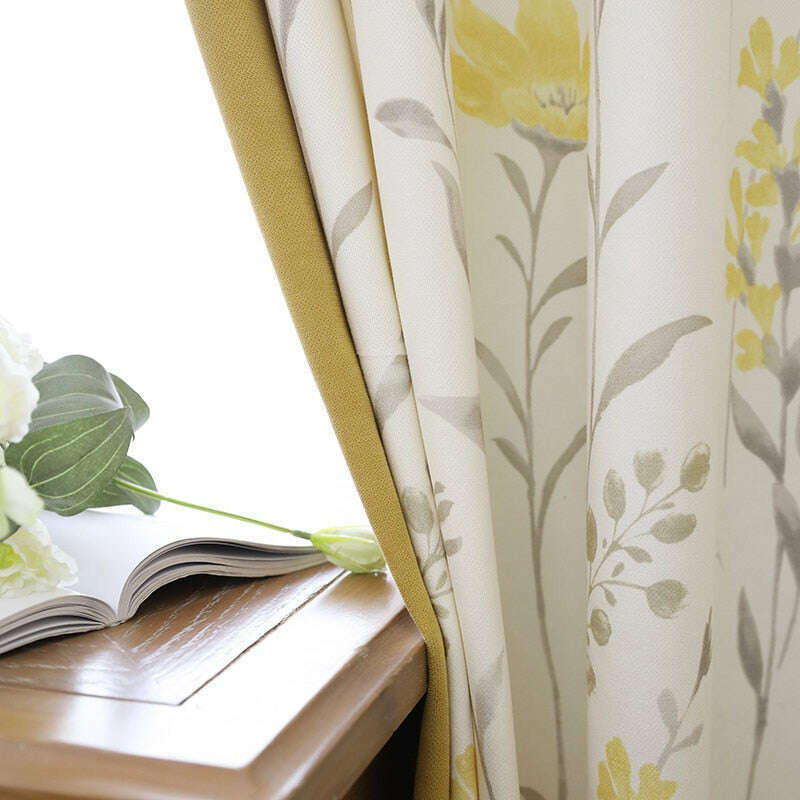 Taylor.H Cheveni Pastoral Mosaic Print Curtains - White & Yellow Farmhouse Style Window Drapes for Living Room, Bedroom & Kitchen Decor