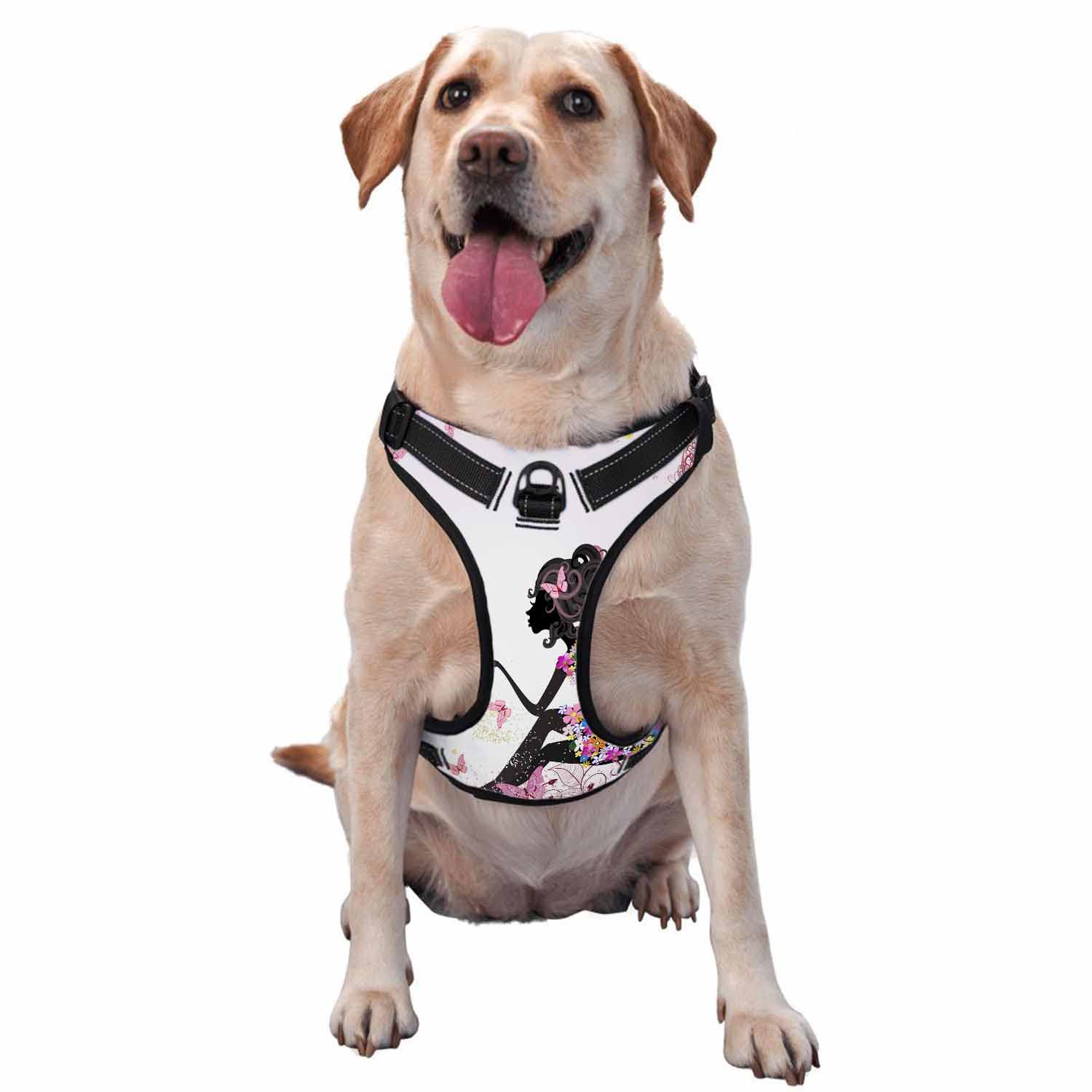 Zaueky Flower Fairy Dog Harness Set - Pink Wings Adjustable No-Pull Vest with Leash for Small Dogs & Puppies | Comfortable Spring Outfit for Girl Dogs | Perfect for Walks, Photos & Special Occasions