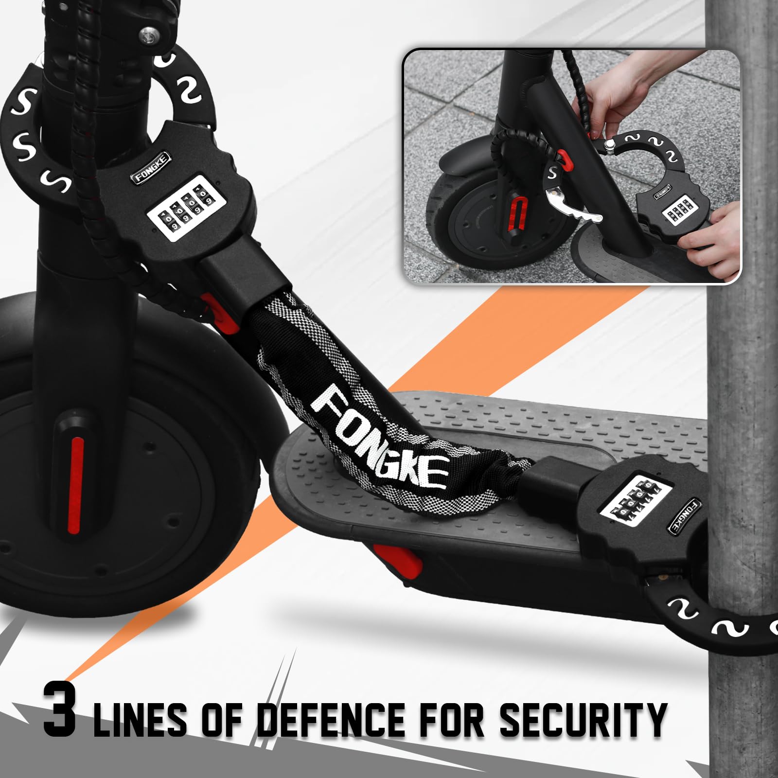 **8mm High Security Anti-Theft Cable Lock for E Scooters & Bikes - Keyless Combination Bike Lock for Xiaomi, Segway Ninebot & More - Perfect for Commuting, Travel & Outdoor Adventures (Black)**