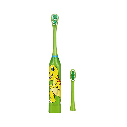 Kids Electric Toothbrush with Cartoon Design - Dual-Sided Brush Head, Soft Bristles for Gentle Cleaning (Green) - Perfect for Children's Daily Oral Care & Travel Use