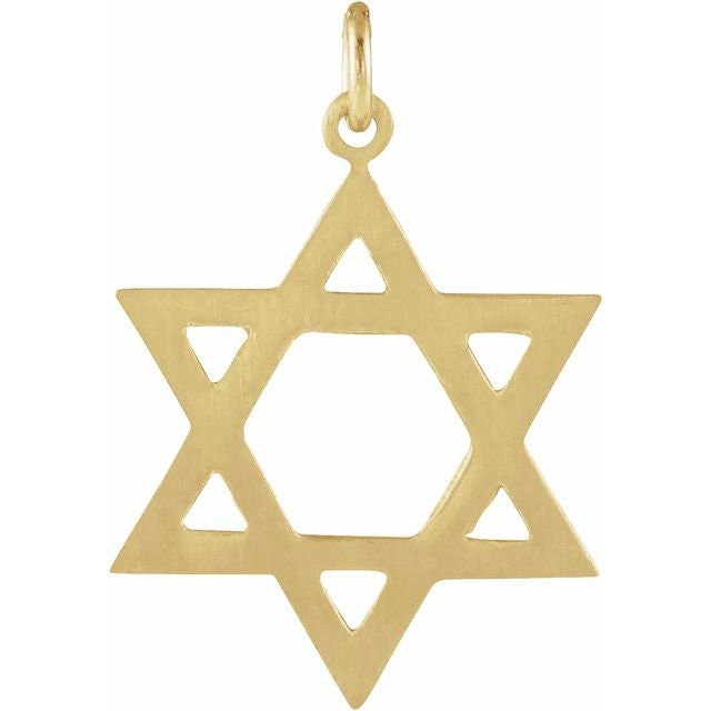 14K Solid Yellow Gold Star of David Pendant - 19.5x15mm Jewish Religious Jewelry for Men & Women - Perfect for Hanukkah Gifts, Bar Mitzvah, Bat Mitzvah & Everyday Wear