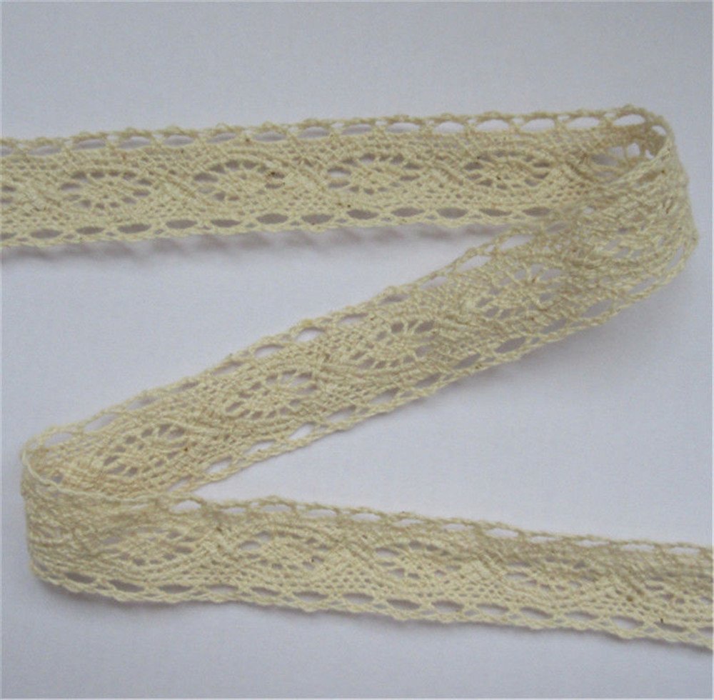 10 Meters Cotton Crochet Cluny Lace Trim - 3cm Wide Vintage Ivory Ribbon for Sewing, Embroidered Applique, DIY Crafts, Wedding Dress Embellishment, Clothing & Hat Decor - Perfect for Bridal Gowns, Scrapbooking, Card Making and Home Decor Projects