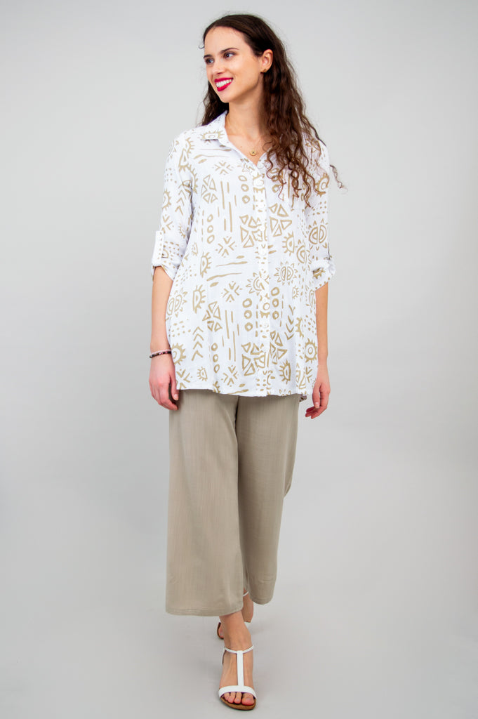 Celine Blouse for Women - Suna Linen Bamboo Shirt - Elegant Casual Wear for Office, Date Night & Summer Outfits