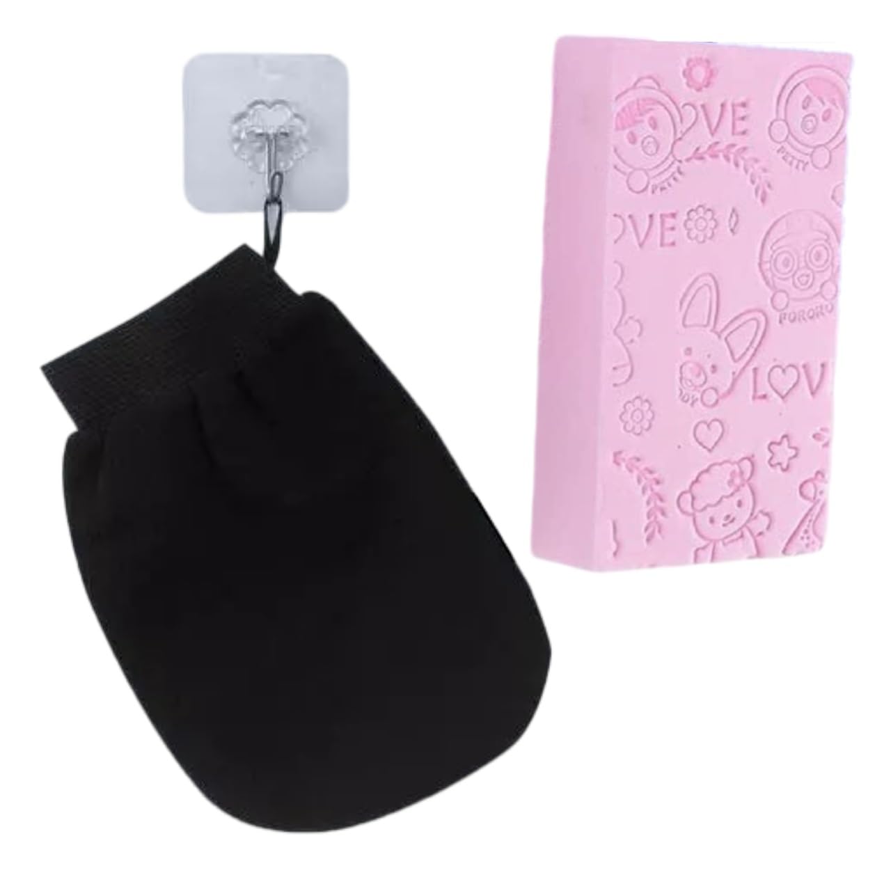Exfoliating Bath Glove with Sponge - Body Scrub Mitt for Deep Cleansing & Dead Skin Removal - Synthetic Shower Wash Tool (Multicolor) - Perfect for Spa, Home Use & Gift Ideas