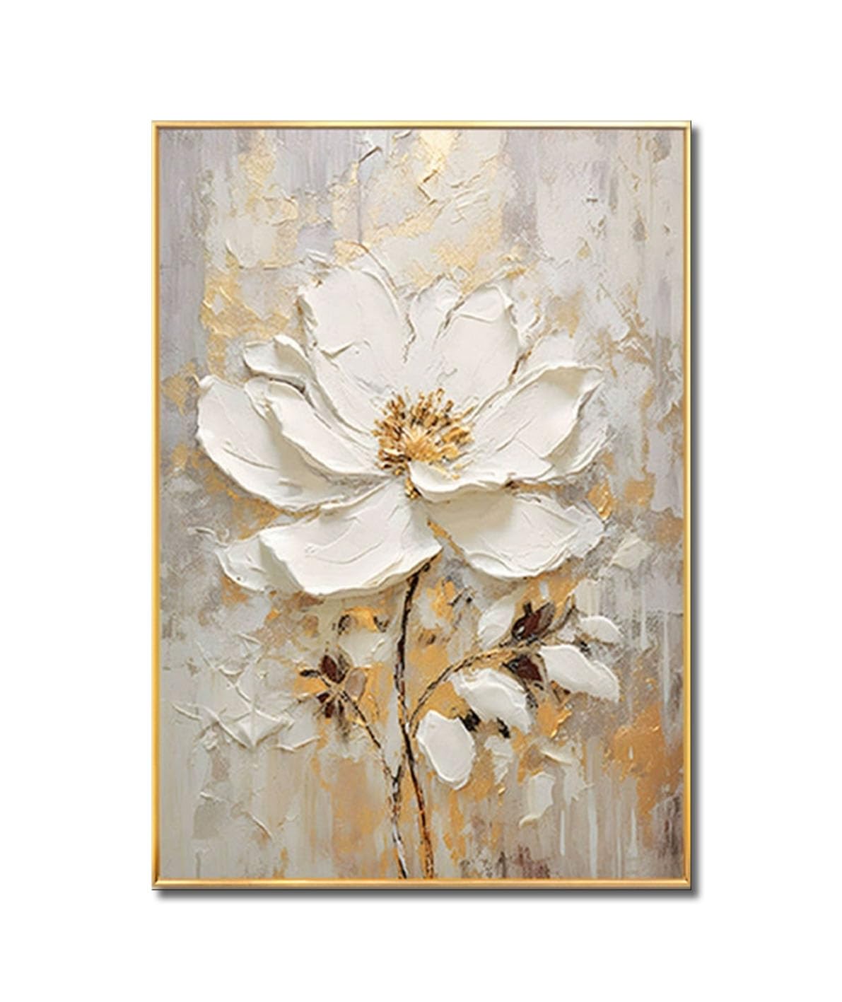 Large 3D Flower Canvas Wall Art - Hand-Painted Oil Painting Floral Decor for Bedroom, Living Room & Office - Framed Modern Home Decoration 32x48 Inches - Perfect for Housewarming Gifts & Interior Design