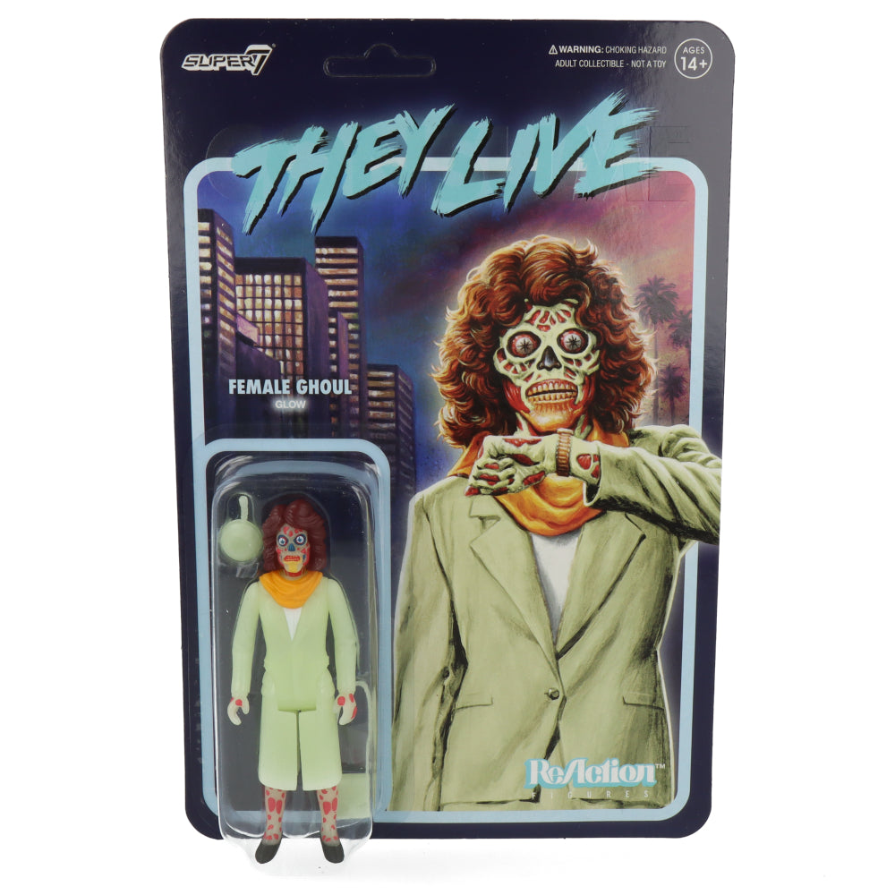 Female Ghoul Glow-in-the-Dark They Live ReAction Figure - Collectible Horror Movie Character for Display & Nightlight Scenes