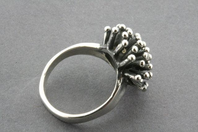 Oxidized Coral Ring for Women - Handmade Boho Jewelry - Natural Stone Statement Ring - Perfect for Beach Weddings, Vacation & Boho Fashion