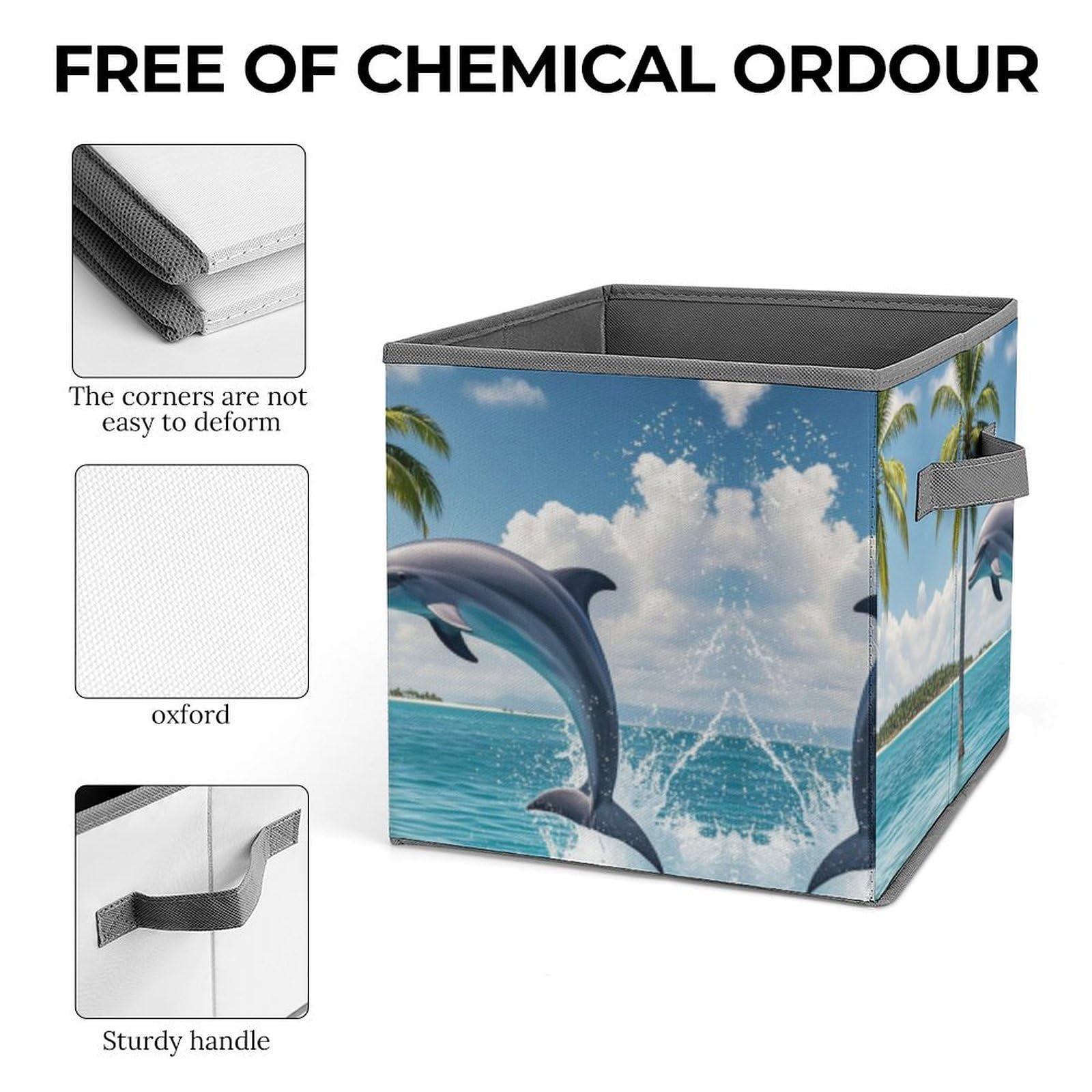 Dolphin & Palm Tree Collapsible Storage Bin - 10.6