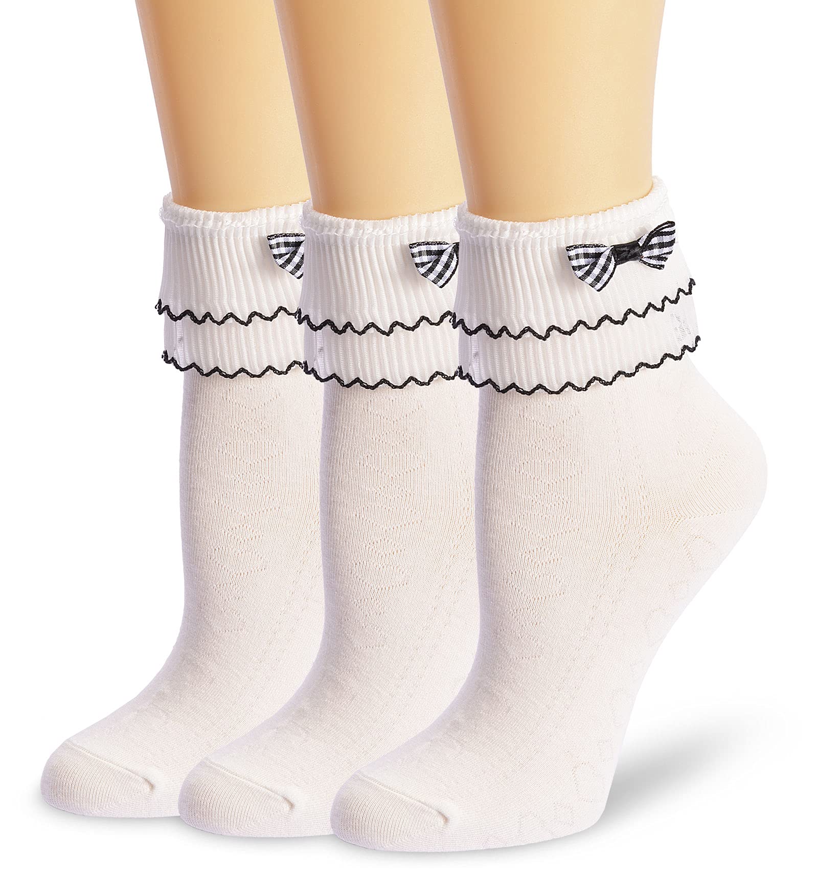 Lace Ankle Socks for Women - 3 Pairs Cute Ruffle Cotton Socks for Princess Style & Daily Wear