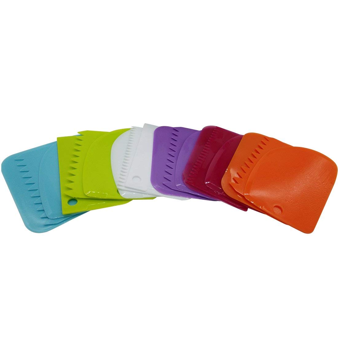 3-Piece Reusable Plastic Dough Scraper Set for Cake Decorating - Smooth & Jagged Edge Fondant Icing Spatulas - Baking & Pastry Tools for Professional Chefs & Home Bakers - Perfect for Wedding Cakes, Cupcakes & Cookie Decorating