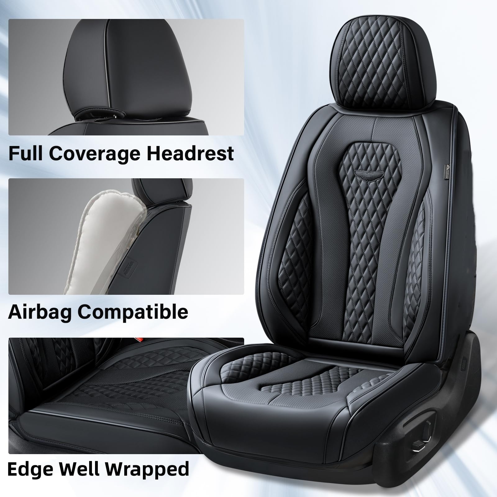 Premium Waterproof Leather Car Seat Covers Full Set - Universal Fit for Most Vehicles (Front & Back Seats) | Black Auto Seat Protectors for SUVs, Trucks & Sedans | Durable Seat Cushion for Daily Commute, Road Trips & Pet Protection