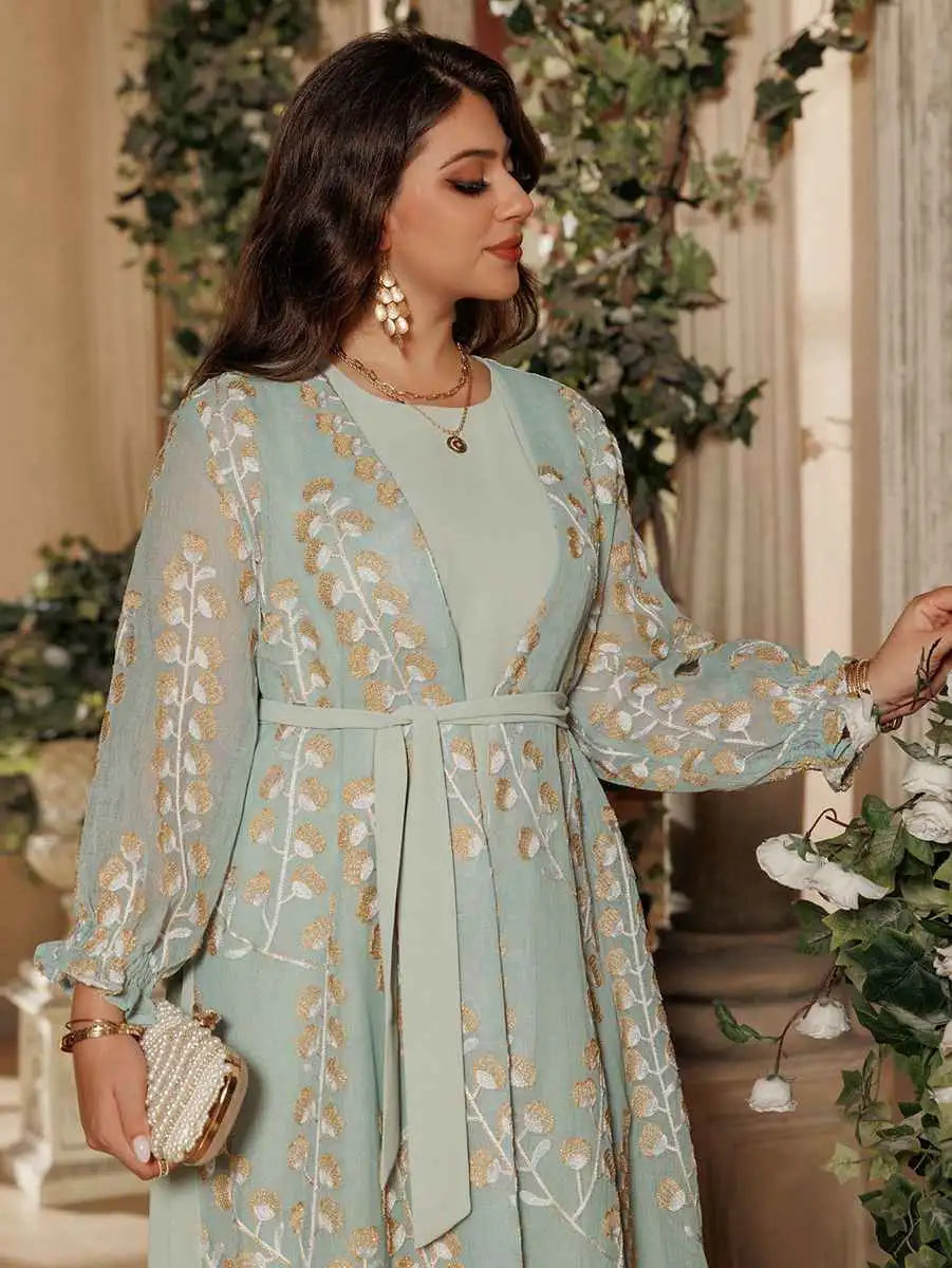 Elegant 2-Piece Embroidered Caftan Dress Set for Women - Boho Chic Kaftan Outfit for Eid, Summer, Beach & Special Occasions