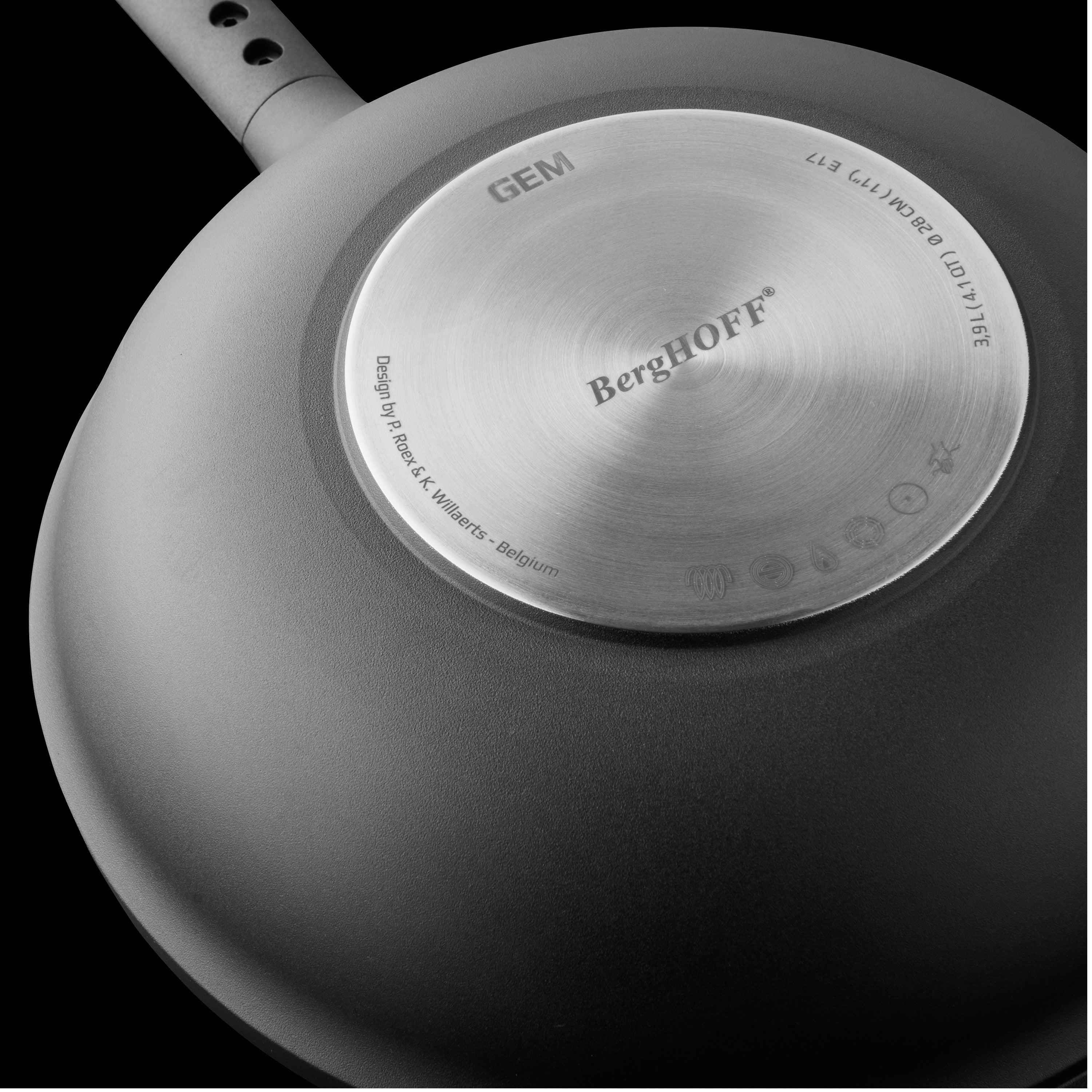 BergHOFF GEM 11-Inch Nonstick Stir Fry Pan 4.1Qt Black - Perfect for Sauteing, Frying & Cooking Healthy Meals at Home