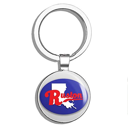 Ruston Louisiana Oval Vinyl Keychain - Double Sided Stainless Steel Key Ring with Custom City/Town/College Design - Perfect for Gifts, Car Keys & Key Finder (Ideal for Alumni, Travelers & Souvenir Collectors)