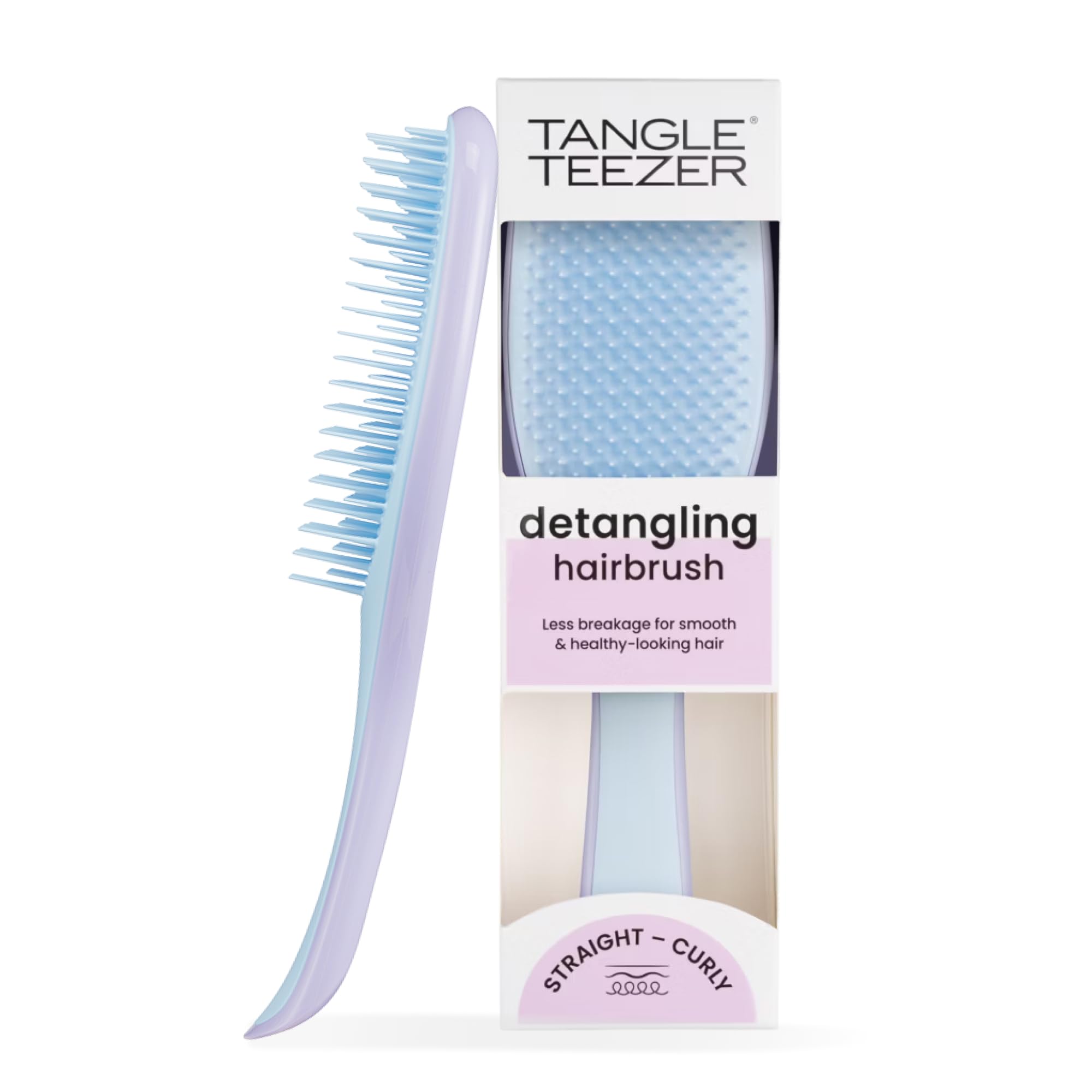 Tangle Teezer Ultimate Detangling Hair Brush for Wet & Dry Hair - Gentle Knot Remover for All Hair Types, Reduces Breakage with Two-Tiered Teeth - Ergonomic Handle (Lilac Cloud Blue) | Perfect for Travel, Home & Salon Use