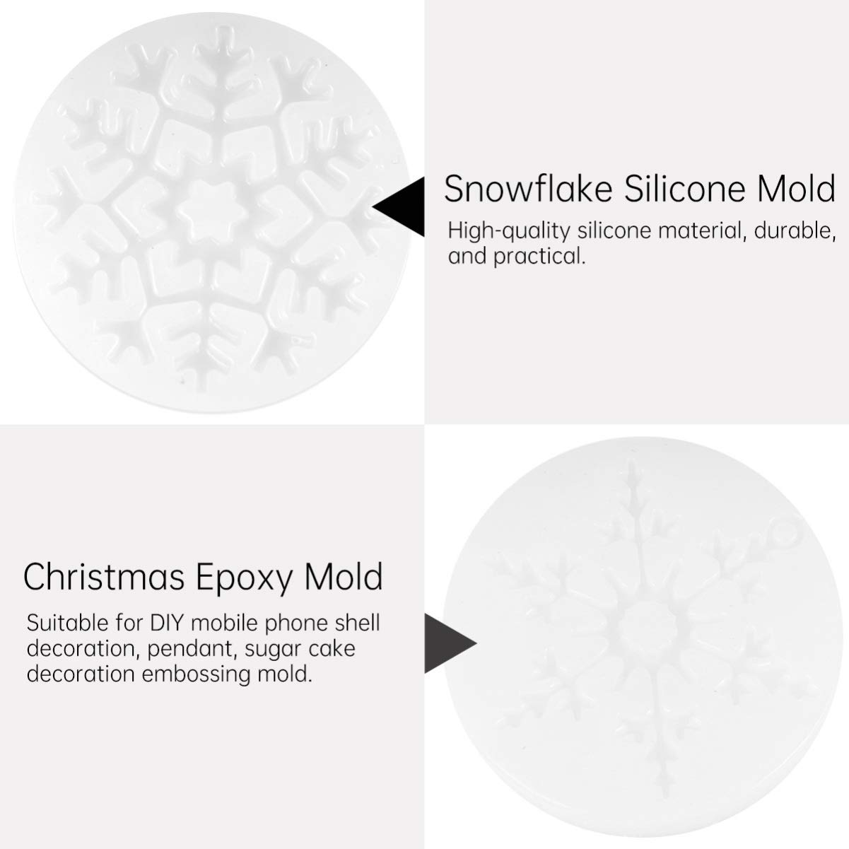 EXCEART 4-Piece Snowflake Silicone Mold Set for Holiday Baking, Jelly, Epoxy Resin Crafts, Christmas Candy Making - Perfect for DIY Fudge, Jewelry & Festive Treats (Great for Christmas Decorations & Gift Making)