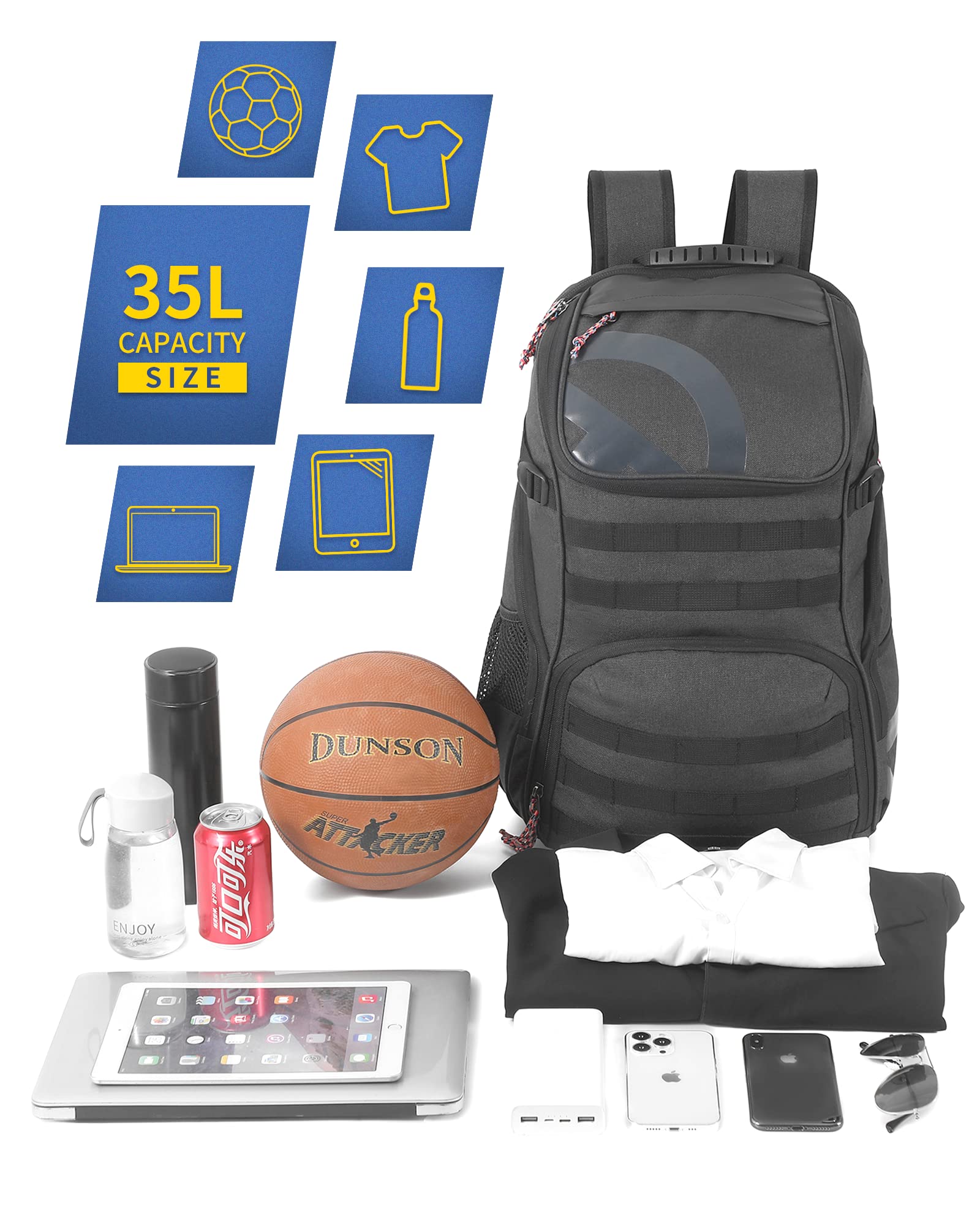 Basketball Backpack with Shoe Compartment - Sports Gym Bag for Men & Women - Perfect for Basketball & Soccer Practice