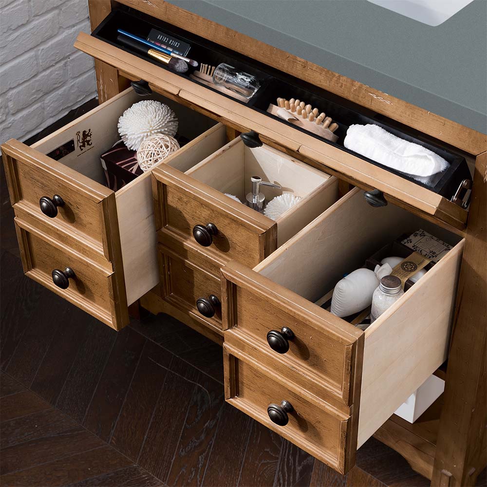 James Martin Vanities Malibu Collection 36-Inch Single Bathroom Vanity in Honey Alder with Countertop Options - Perfect for Modern Bathroom Remodeling and Home Renovation Projects